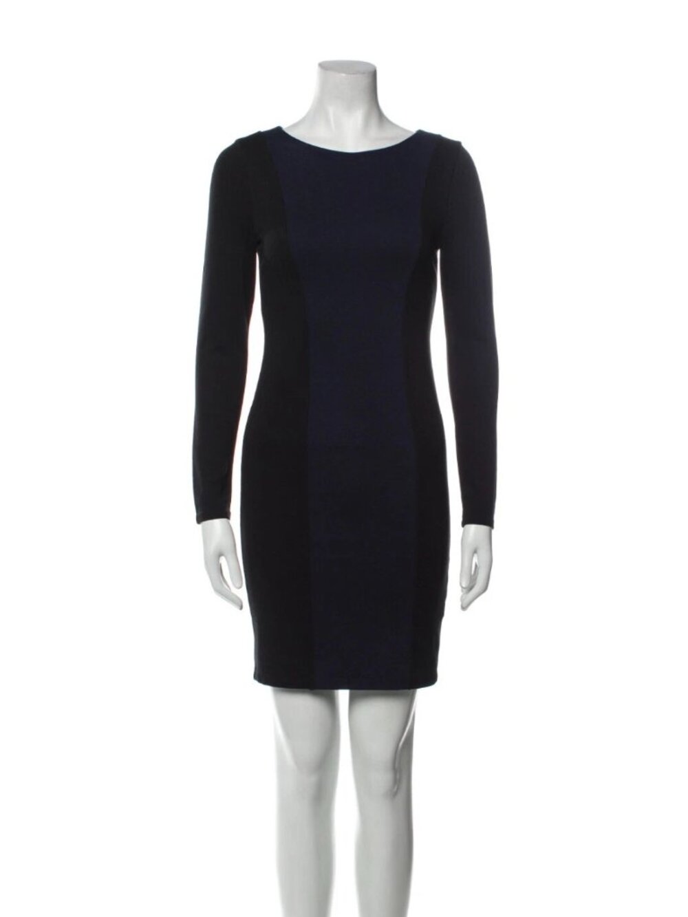 Alice + Olivia Mini Dress Size 2 - Long Sleeve, Swoop Neck, Black & Blue